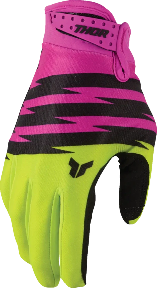 Dětské motokrosové / MTB rukavice THOR LAUNCHMODE SHOCKIE barva acid/fuchsia