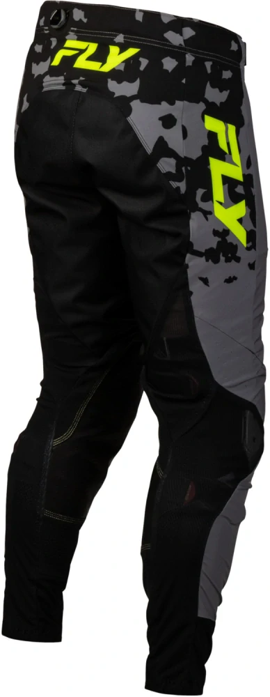 Lehké a maximálně pohodlné motokrosové kalhoty FLY RACING LITE FLAKE USA 2027 barva černá/šedá/hi vis žlutá fluo