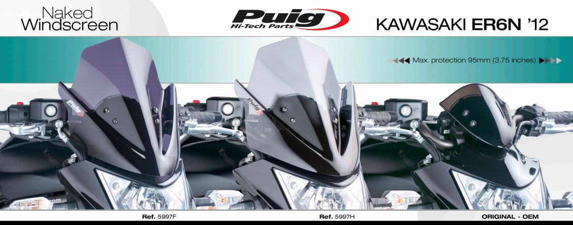 Plexi PUIG SPORT Kawasaki ER-6N 2012-2017 karbonové