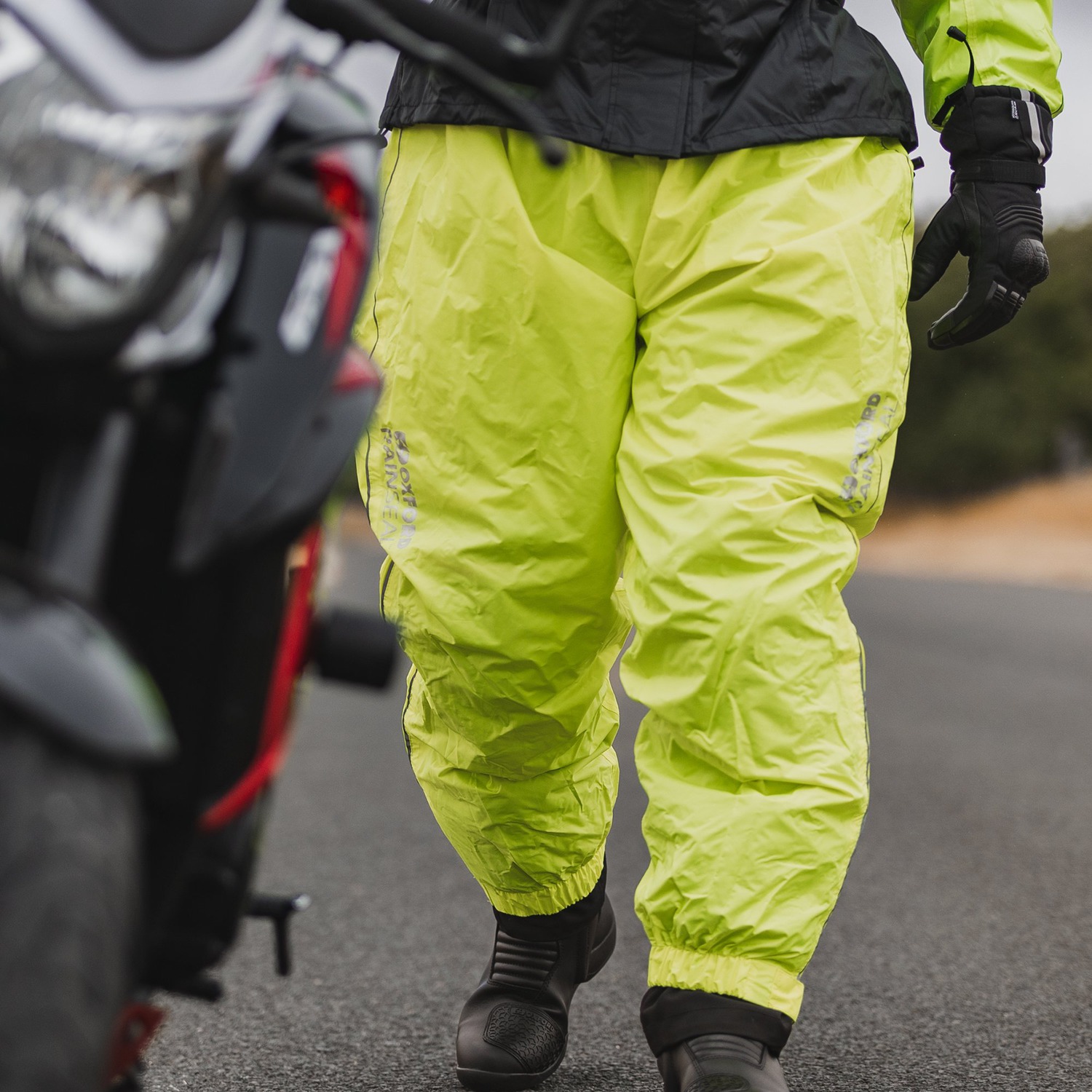 Nepromokavé kalhoty/pláštěnka OXFORD RAIN SEAL černá/žlutá fluo