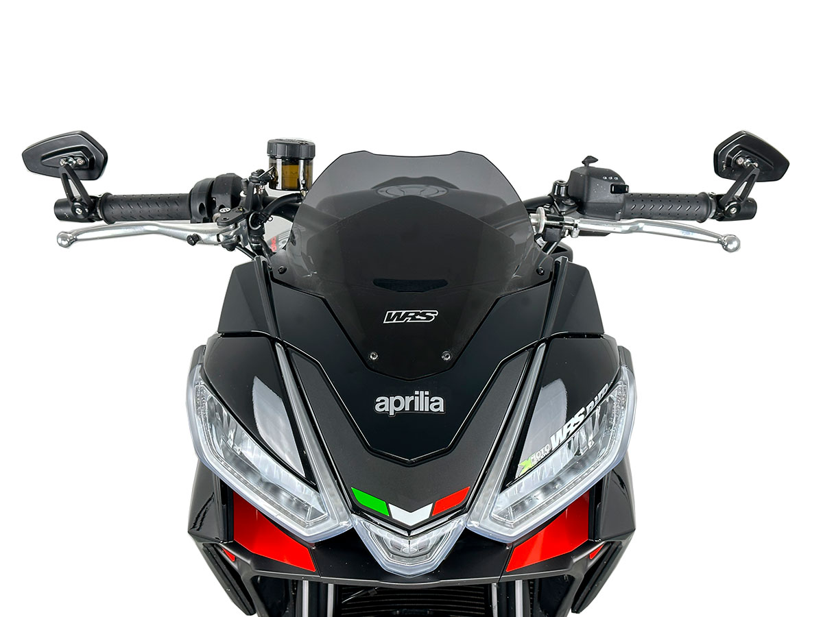 a Plexi motocyklu WRS verze SPORT pro motocykly APRILIA TUONO V4 1100 RR ABS viz popis rok 2021-2023, výška 23,5 cm, šíře 34 cm, barva tmavě kouřová