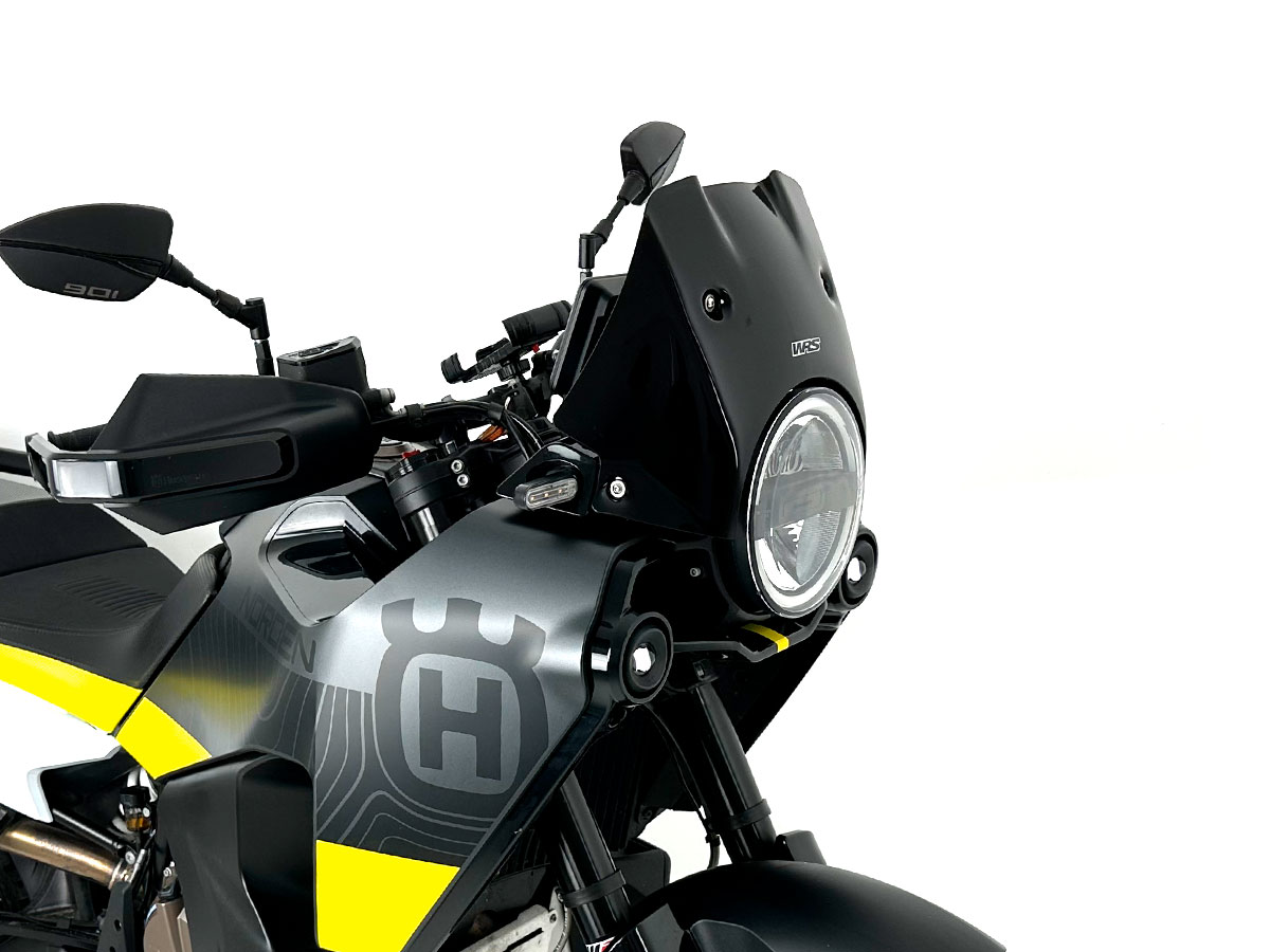 Plexi motocyklu WRS verze ENDURO pro HUSQVARNA NORDEN 901 ABS rok 2022-2023 barva černá lesklá, výška plexi 18,5 cm 