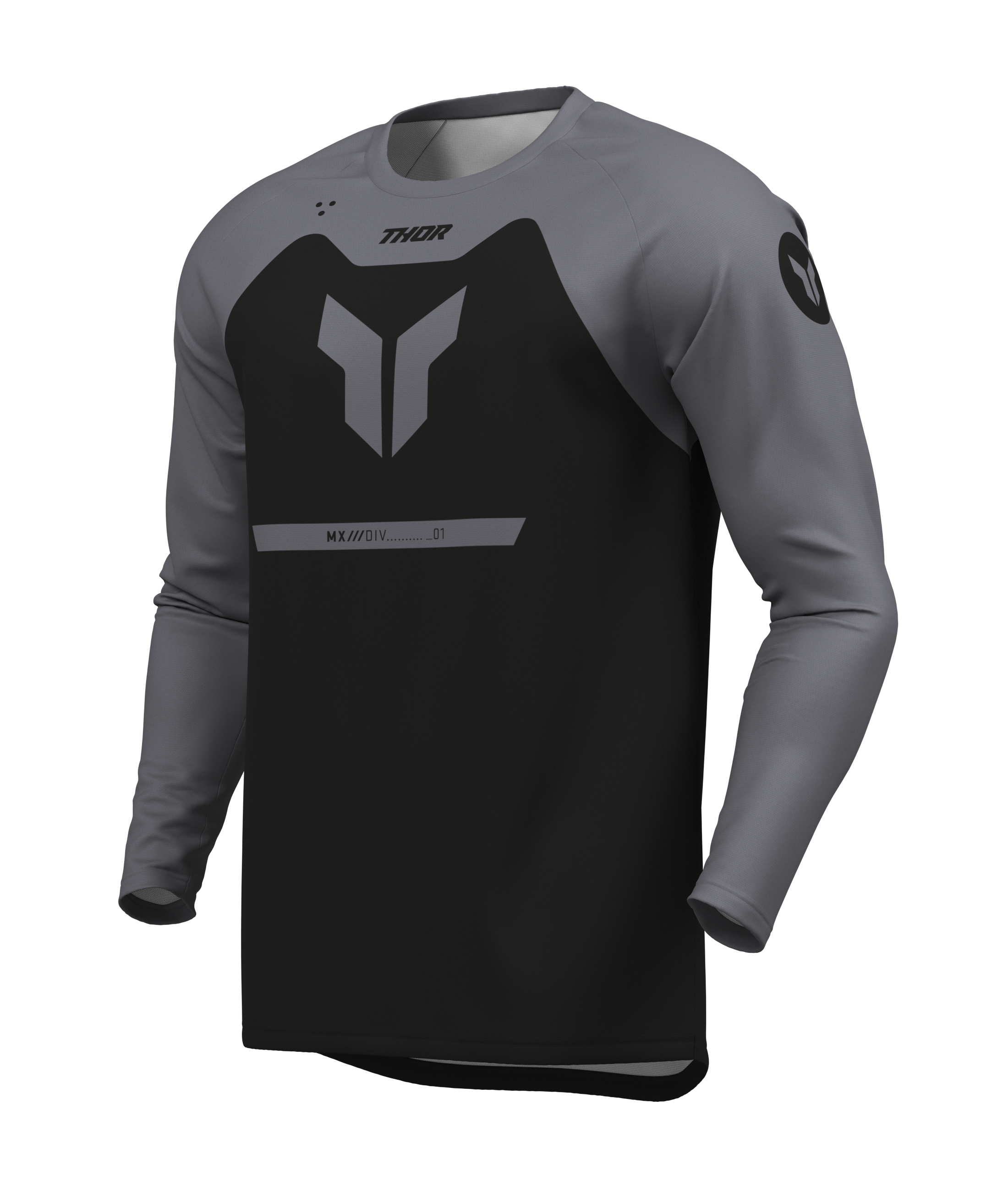 Dětský motokrosový komplet kalhot a dresu THOR RIDEMODE RACEWEAR MENACE barva černá/šedá 