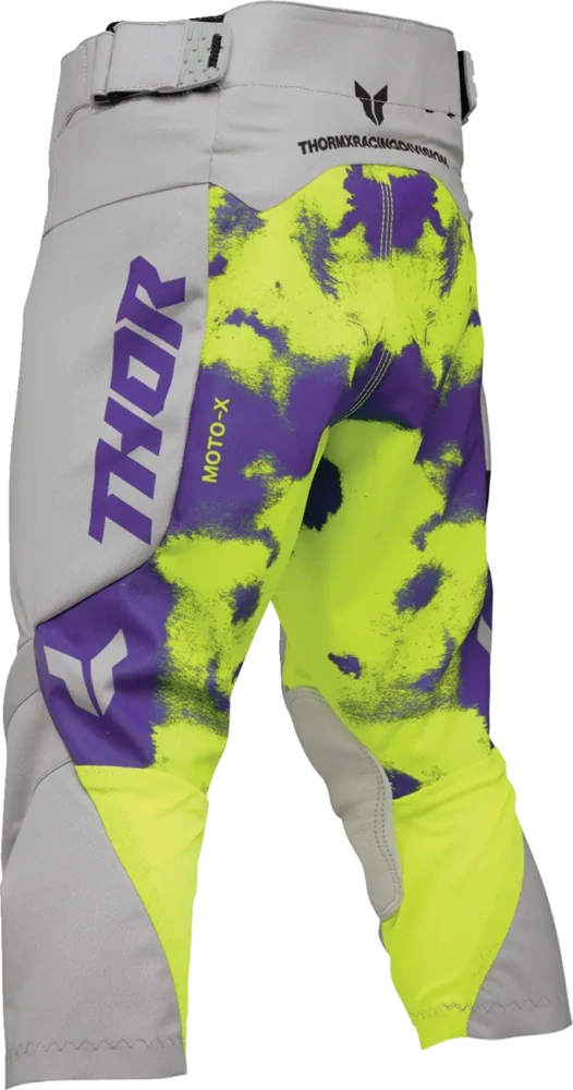 Dětský sportovní motokrosový komplet kalhot a dresu THOR LAUNCHMODE RACEWEAR BLEACH barva šedá/fialová/acid