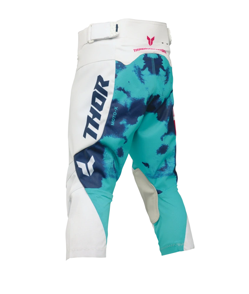 Dětský sportovní motokrosový komplet kalhot a dresu THOR LAUNCHMODE RACEWEAR BLEACH barva bílá/aqua