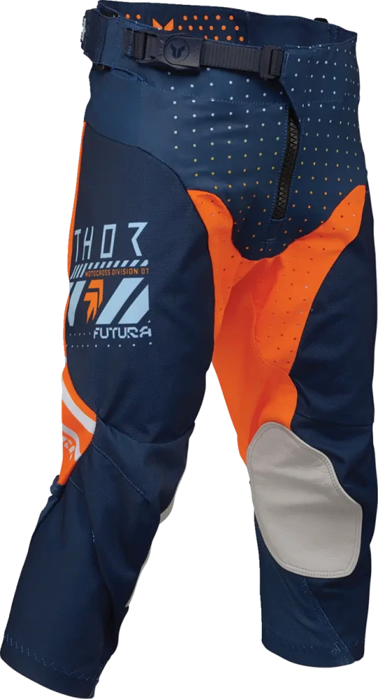 Dětský sportovní motokrosový komplet kalhot a dresu THOR LAUNCHMODE RACEWEAR FUTURA barva navy modrá/oranžová