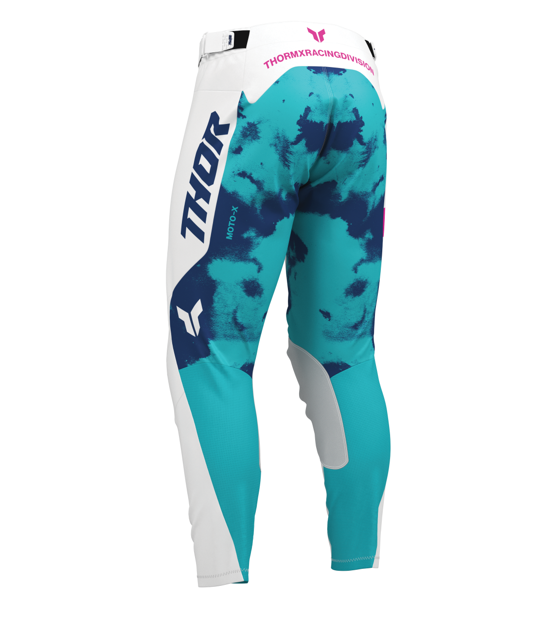 Motokrosový / enduro komplet kalhot a dresu THOR LAUNCHMODE BLEACH barva bílá/aqua