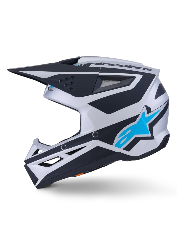 Motokrosová přilba ALPINESTARS SM3 / SM-3 / S-M3 / 8300926-1949 HEAT stříbrná/modrá/černá