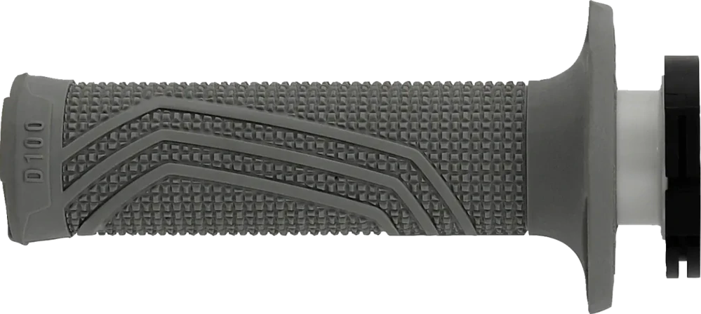 Motokrosové gripy s pevným plastem plynu DOMINO D100 SYSTÉM LOCK ON/D LOCK uzavřené konce gripů, barva šedá, pár