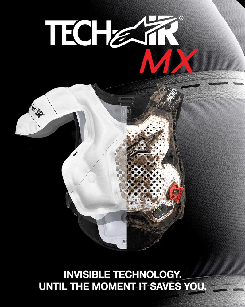 Motokrosový airbag chránící záda, krk, hruď a břicho - airbagová vesta ALPINESTARS TECH-AIR®MX PLASMA system, barva bílá/černá/červená, velikost M