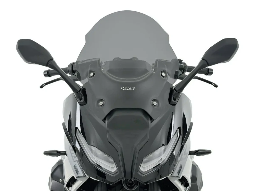 Plexi motocyklu WRS VERZE TOURING pro motocykl BMW R 1300 RS 2025-2026 barva tmavě kouřová, výška plexi 46,5 cm / o 12 cm vyšší než originální plexi