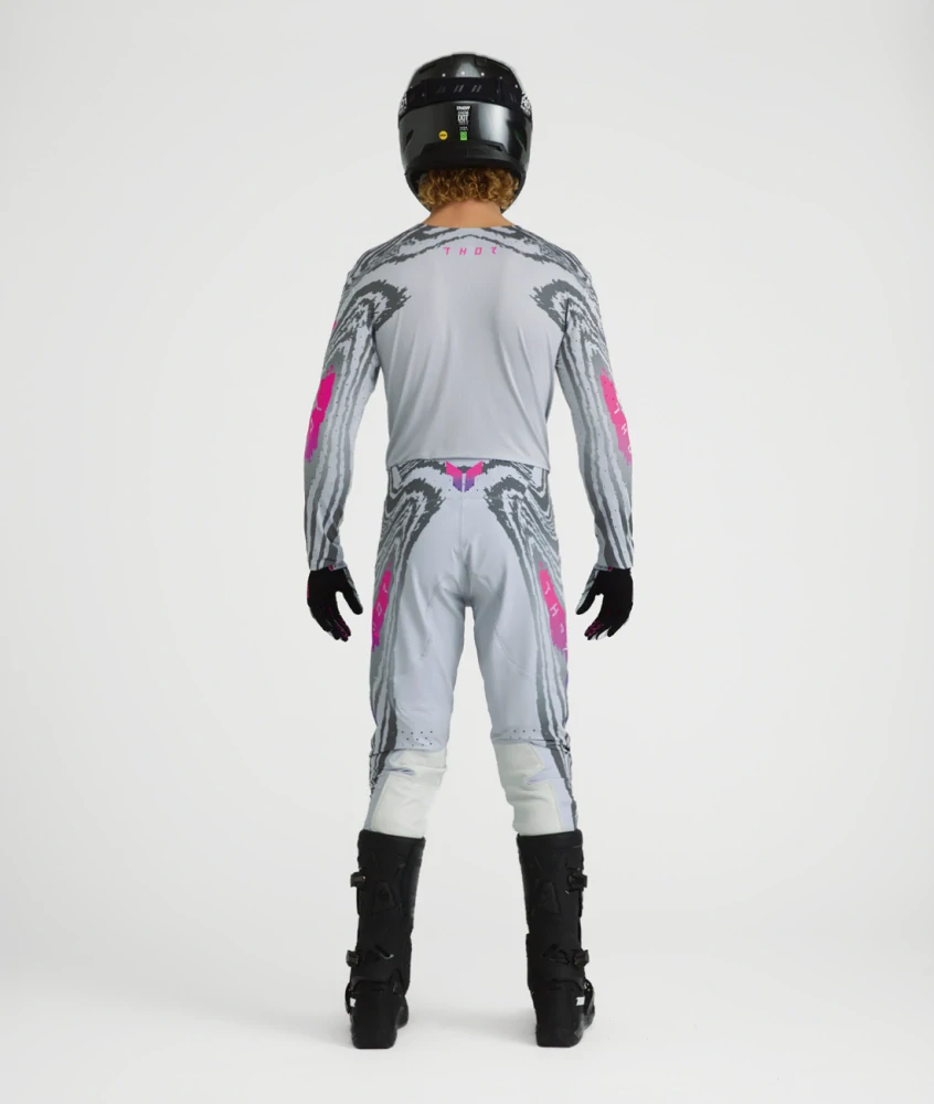 Lehký a pružný motokrosový - enduro dres THOR SPORTMODE DAMASCUS barva šedá/fialová/růžová