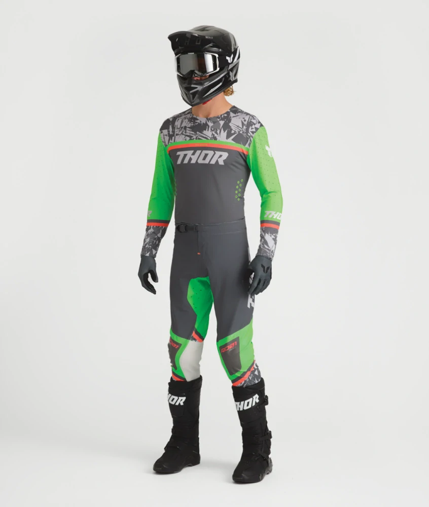 Lehký a pružný motokrosový - enduro dres THOR SPORTMODE PUNKD barva šedá/zelená