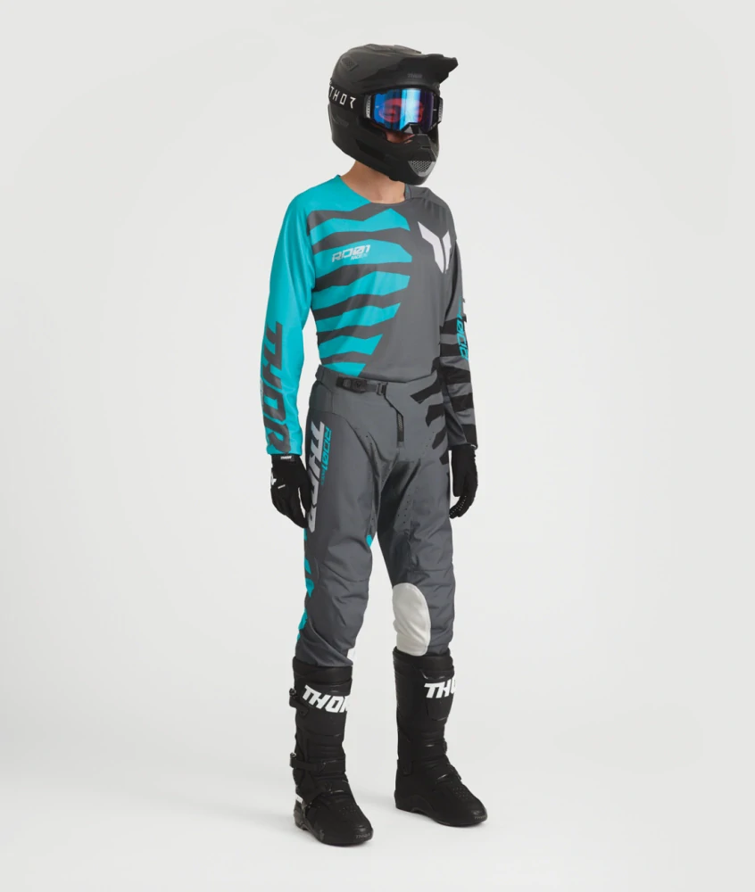 Motokrosové / enduro kalhoty THOR LAUNCHMODE SHREDDER barva šedá/modrá