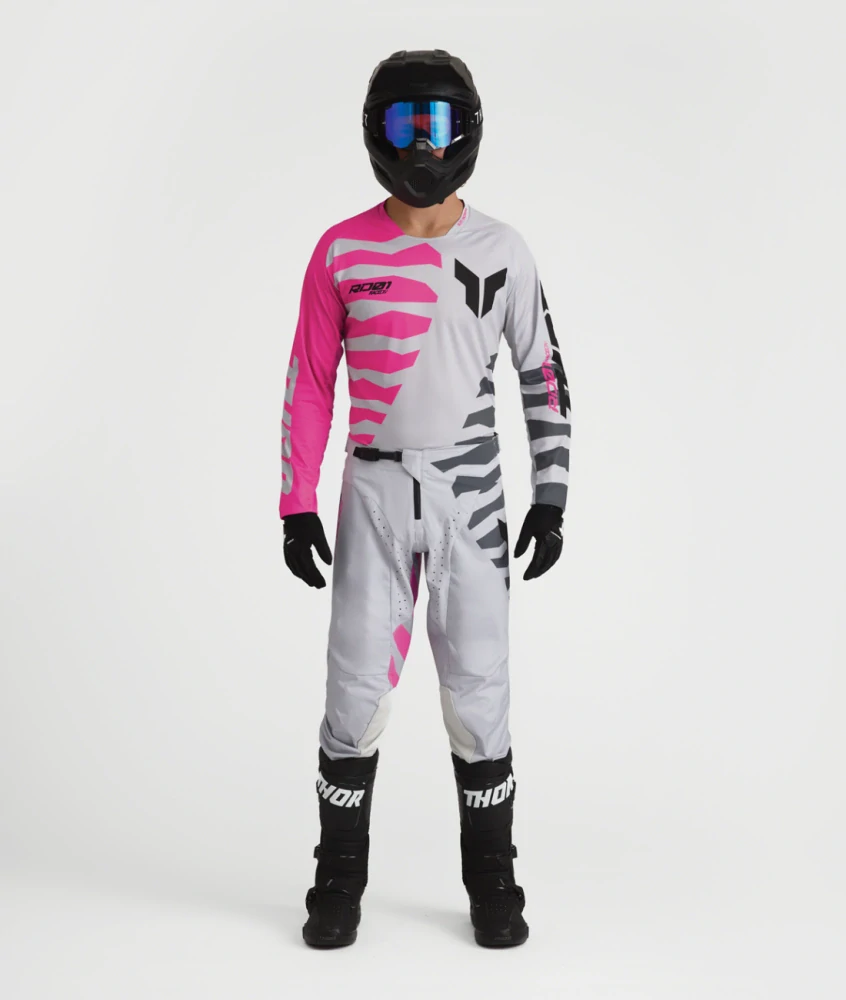 Motokrosové / enduro kalhoty THOR LAUNCHMODE SHREDDER barva šedá/fuchsiová