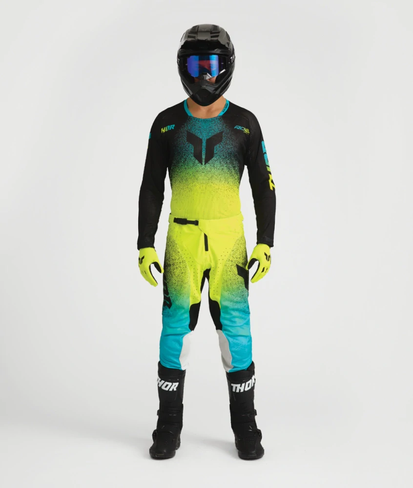 Ventilační motokrosový / enduro dres THOR LAUNCHMODE VENTED AIR DARKSIDE barva černá/acid