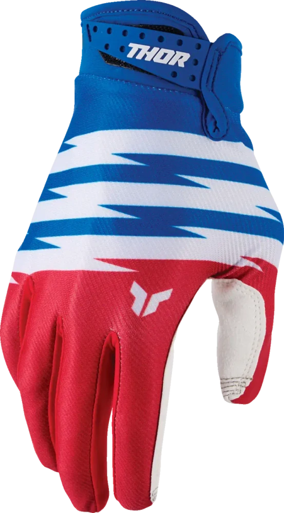 Dětské motokrosové / MTB rukavice THOR LAUNCHMODE SHOCKIE barva červená/modrá/bílá