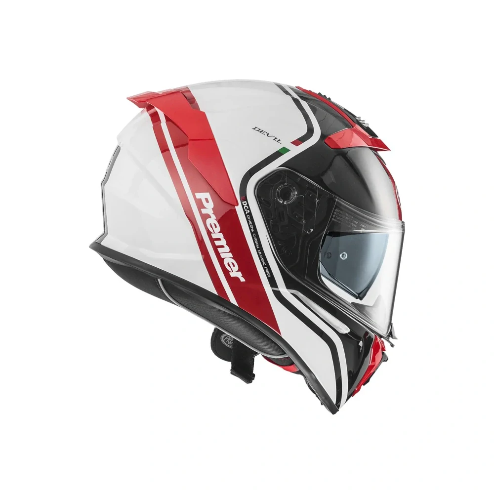 a Motocyklová integrální přilba PREMIER PREMIER HELMETS HELMET DEVIL PH barva červená/bílá/černá lesklá velikost XS