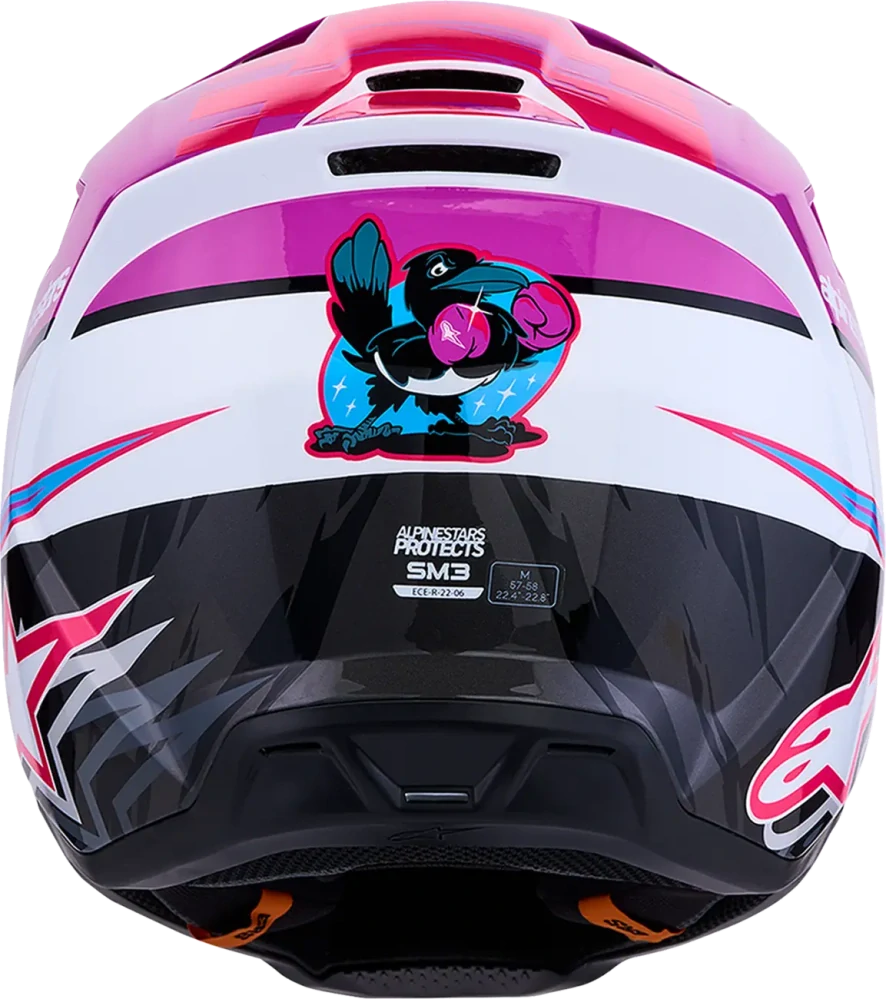 Motokrosová přilba ALPINESTARS SM3 / SM-3 / S-M3 FALCON 8300827-3222 barva růžová/fialová/bílá