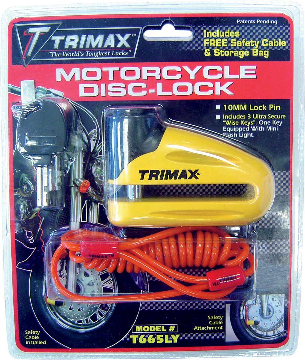 Zámek na kotouč motocyklu TRIMAX žlutý 10 mm