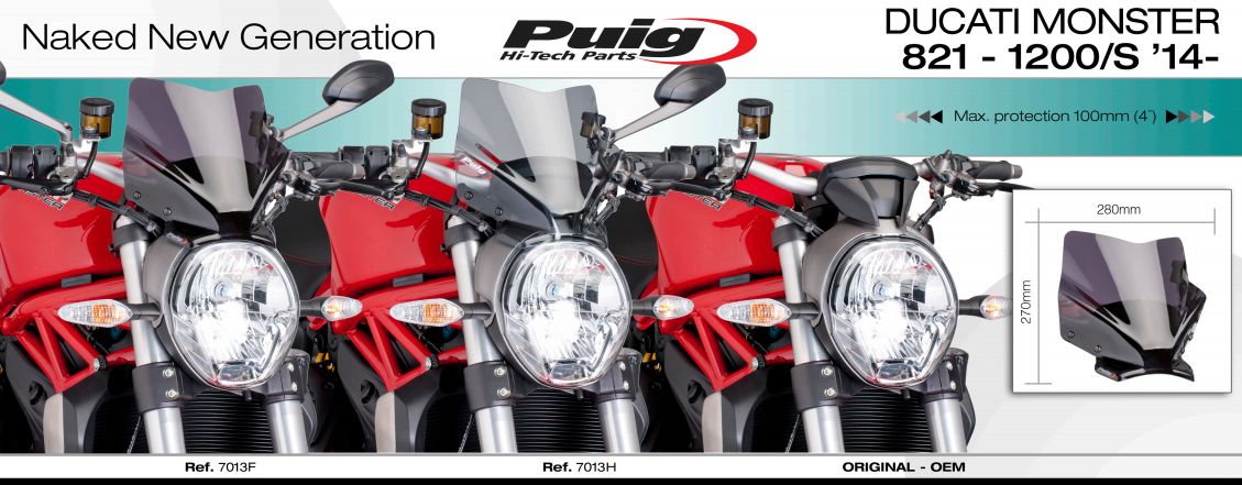 Plexi PUIG SPORT Ducati MONSTER 1200/S 2014-2016