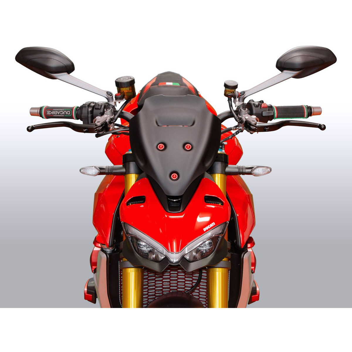 Plexi motocyklu WRS pro DUCATI STREETFIGHTER V4/S rok 2020-2021, barva matná černá, výška 28 cm, verze sport plus