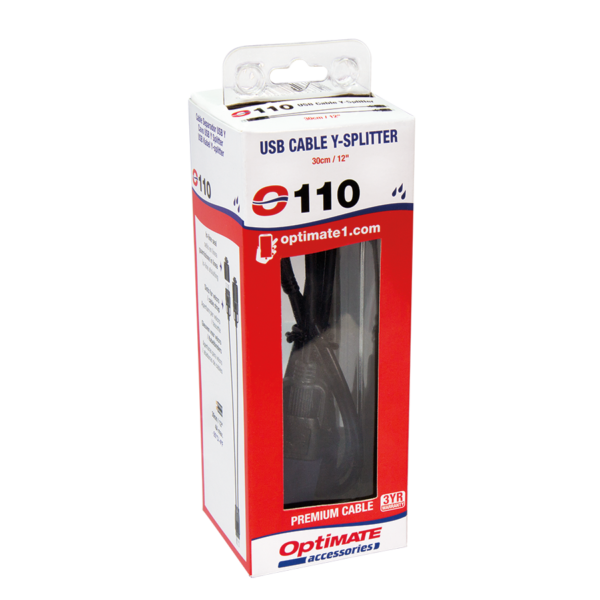 Konektor pro rozdělení napájení z jediné USB nabíječky na 2 x nezávislé výstupy TECMATE OPTIMATE USB Y-SPLITTER 2 OUT typ O110