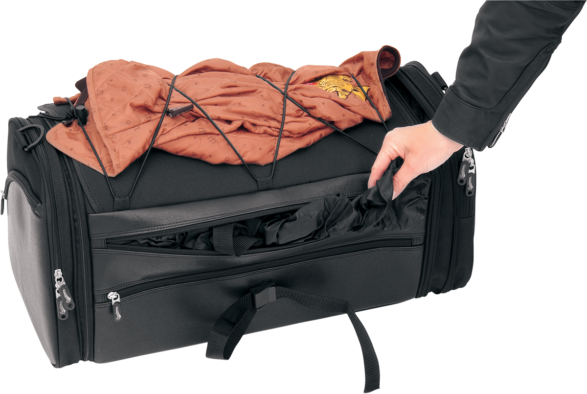 Zadní textilní brašna na motocykl SADDLEMEN TR3300DE Deluxe Rack Bag, objem 54,1 litrů, barva černá 