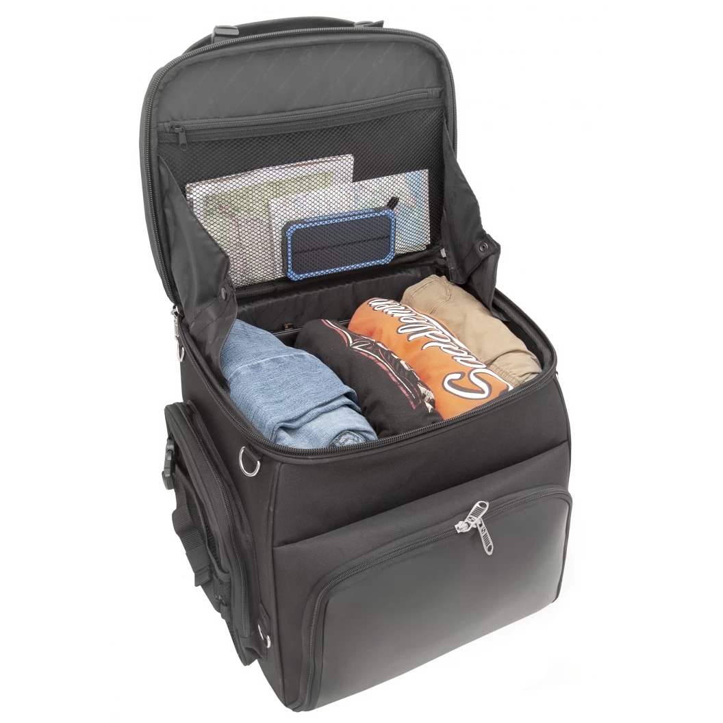 Zadní textilní motocyklová zavazadlová brašna SADDLEMEN BR4200 Back Seat / Sissy Bar/ Roller Bag, barva černá, objem 55,7 litrů