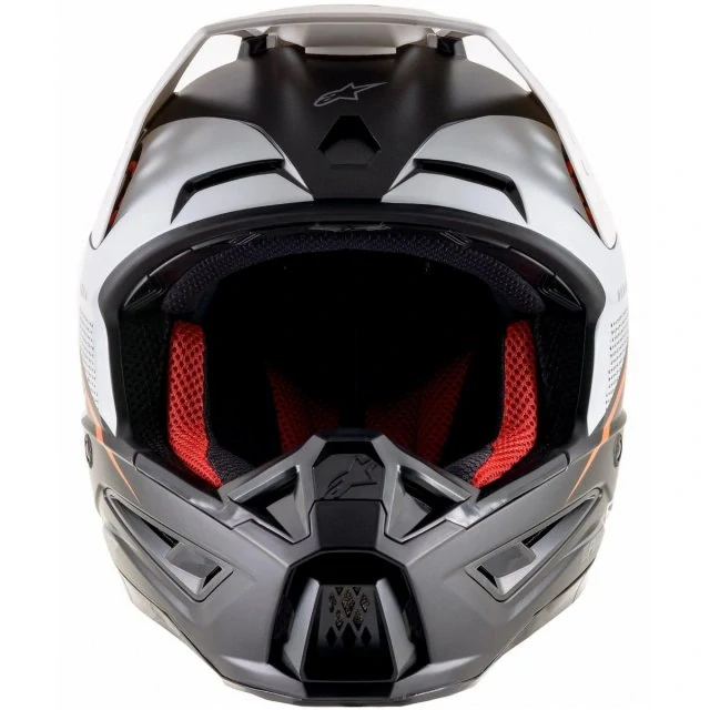 a Motokrosová přilba / MX helma ALPINESTARS SM5 ( SM-5 , S-M5 ) RAYON barva černá/bílá/oranžová fluo/matná, velikost XL / 61-62 cm 