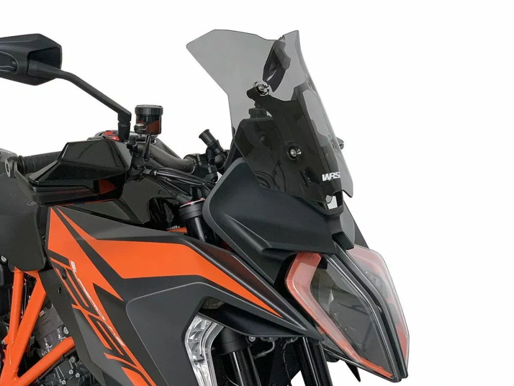 Motocyklové plexi / čelní plexi motocyklu WRS VERZE SPORT KT007FS pro KTM 1290 SUPER DUKE GT rok 2019-2024, barva tmavě kouřová, výška plexi 32 cm