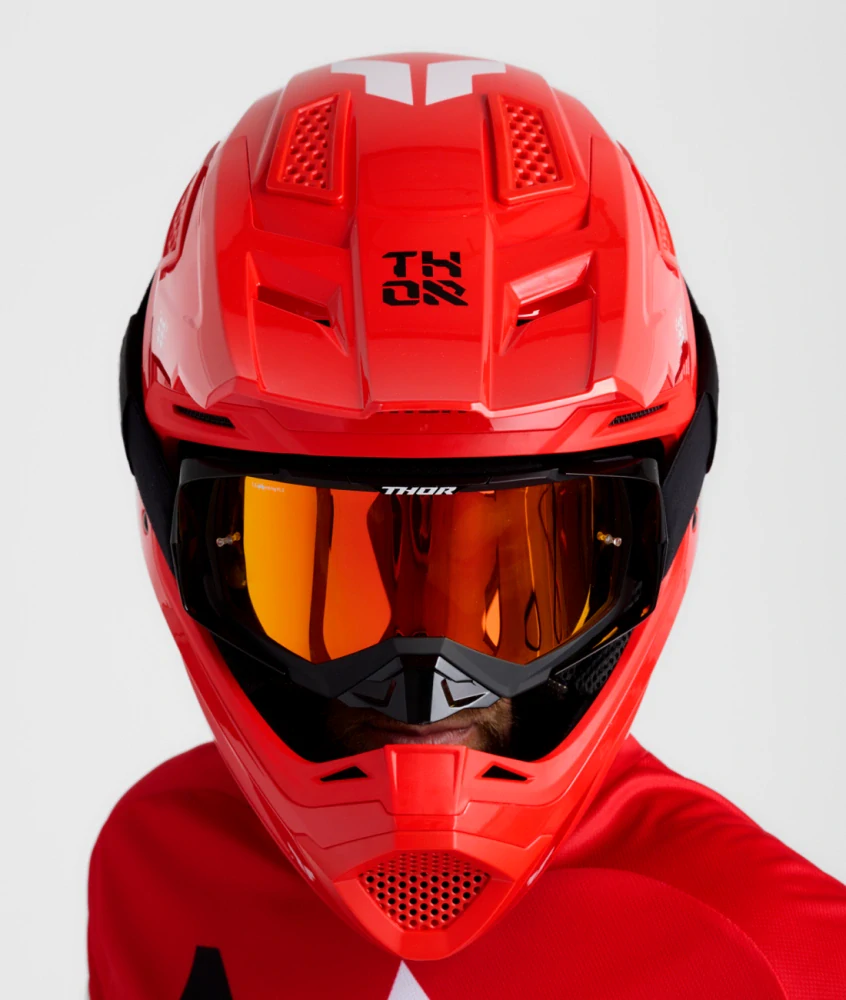 a Motokrosová přilba / MX helma THOR FLEET FORGE barva červená/černá lesklá velikost L