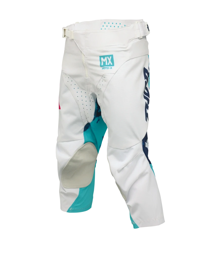 Dětský sportovní motokrosový komplet kalhot a dresu THOR LAUNCHMODE RACEWEAR BLEACH barva bílá/aqua