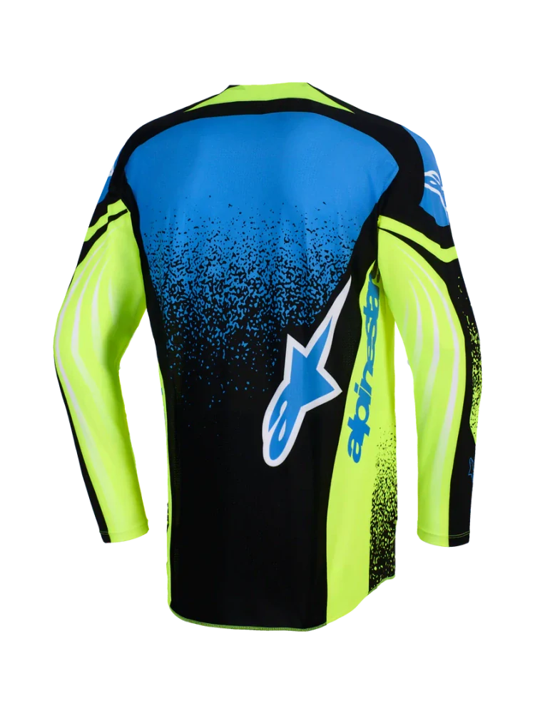 a Motokrosový komplet kalhot a dresu ALPINESTARS TECHSTAR NOMUR barva fluo žlutá/modrá velikost 34+L