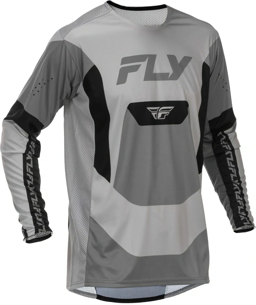 a Lehký a maximálně pohodlný motokrosový komplet kalhot+dresu FLY RACING LITE USA 2026 barva šedá/černá velikost 36+XL