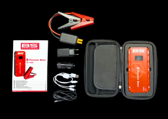 Nabíjecí box - nabíjecí zdroj na baterie/ power box BS BATTERY BOOSTER POWER BOX PB-02 výstup 12V, USB výstup 5V 2A