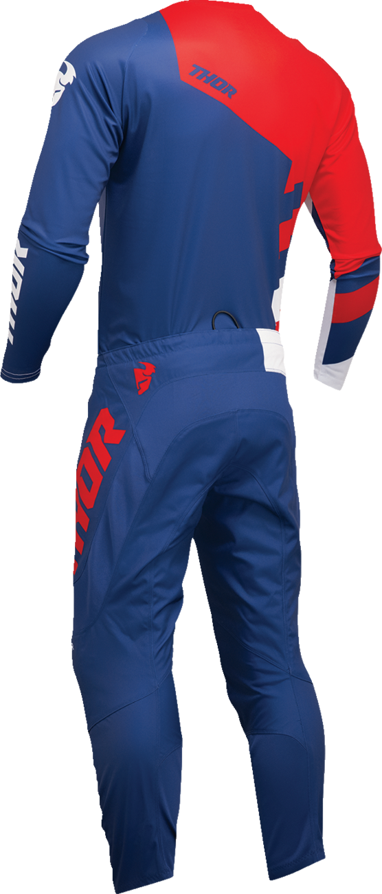 A Motokrosový - enduro komplet kalhot a dresu THOR SECTOR CHECKER CHARCOAL NAVY MODRÁ/ČERVENÁ VELIKOST 32+M