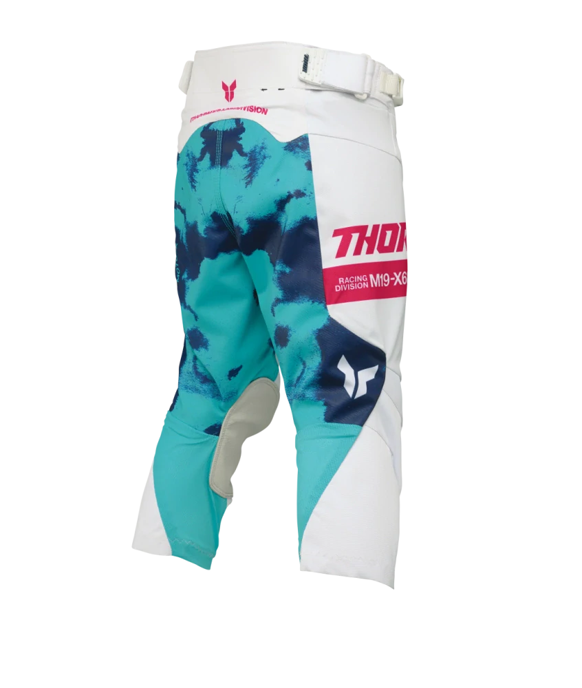Dětský sportovní motokrosový komplet kalhot a dresu THOR LAUNCHMODE RACEWEAR BLEACH barva bílá/aqua