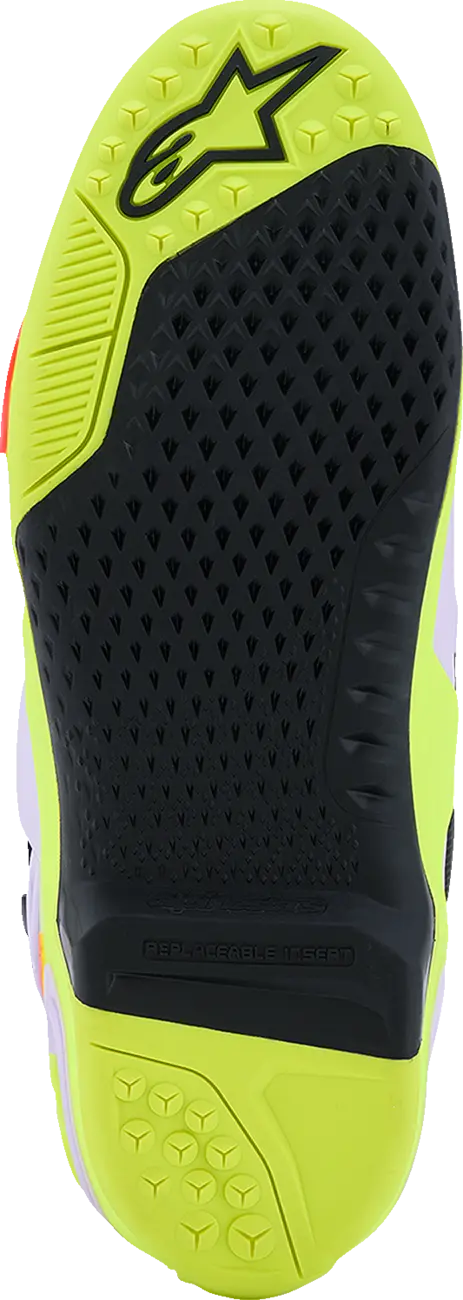 Ventilační motokrosové boty s vnitřní botičkou ALPINESTARS TECH 10 SUPERVENTED VENTILAČNÍ barva fialová/žlutá fluo/diva ružová/