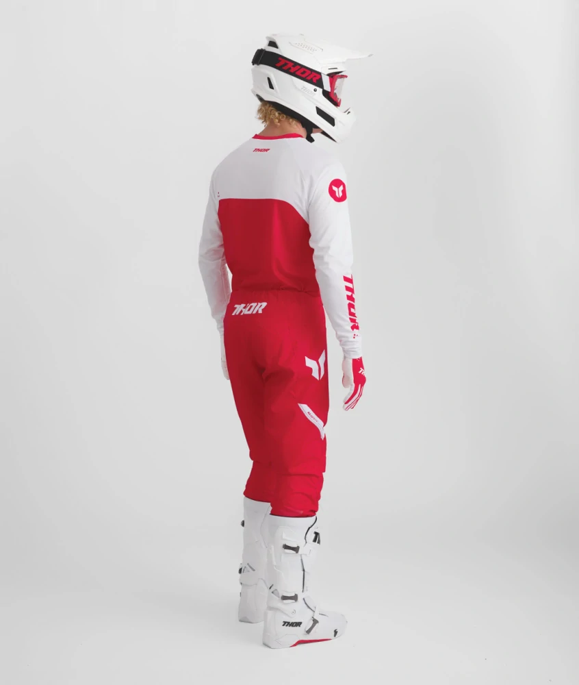 A Motokrosové - enduro kalhoty a dres / motokrosový - enduro komplet  THOR RIDEMODE MENACE barva červená/bílá velikost 34+L