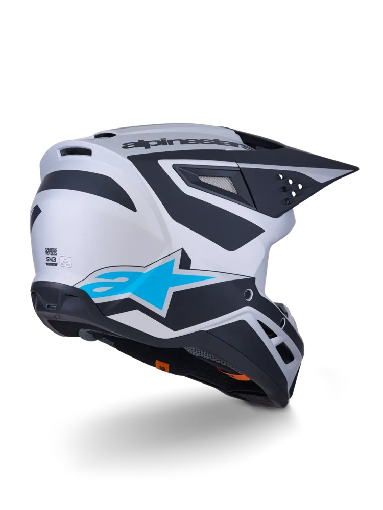 Motokrosová přilba ALPINESTARS SM3 / SM-3 / S-M3 / 8300926-1949 HEAT stříbrná/modrá/černá
