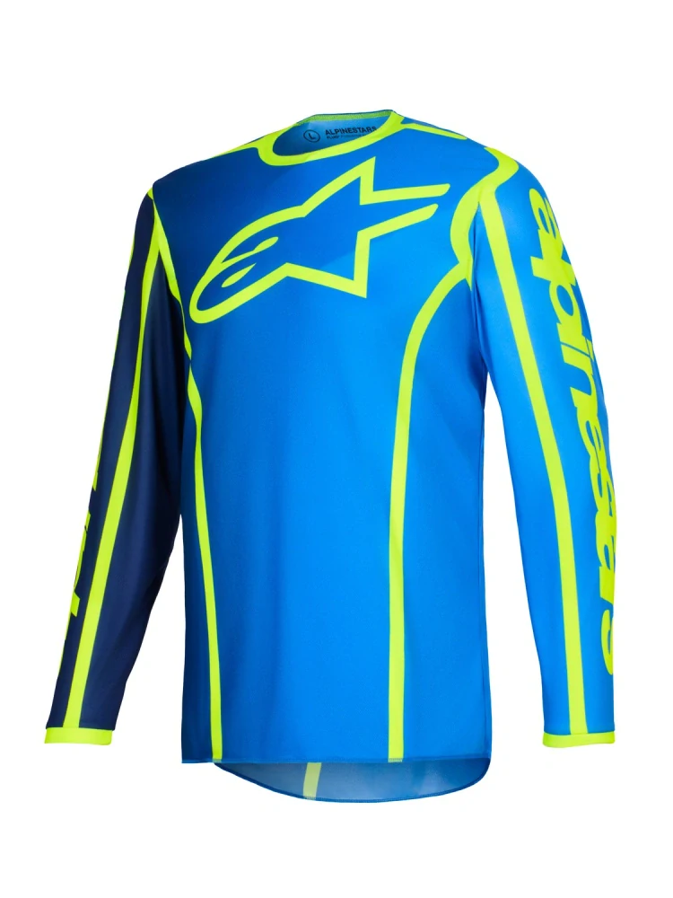 a Motokrosový komplet kalhot a dresu ALPINESTARS FLUID APEX barva modrá/žlutá fluo velikost 30+S