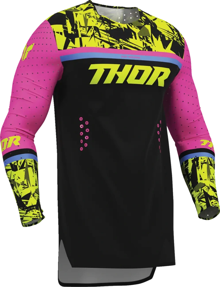a Lehký a pružný motokrosový - enduro komplet kalhot a dresu THOR SPORTMODE PUNKD barva barva černá/růžová velikost 34+L
