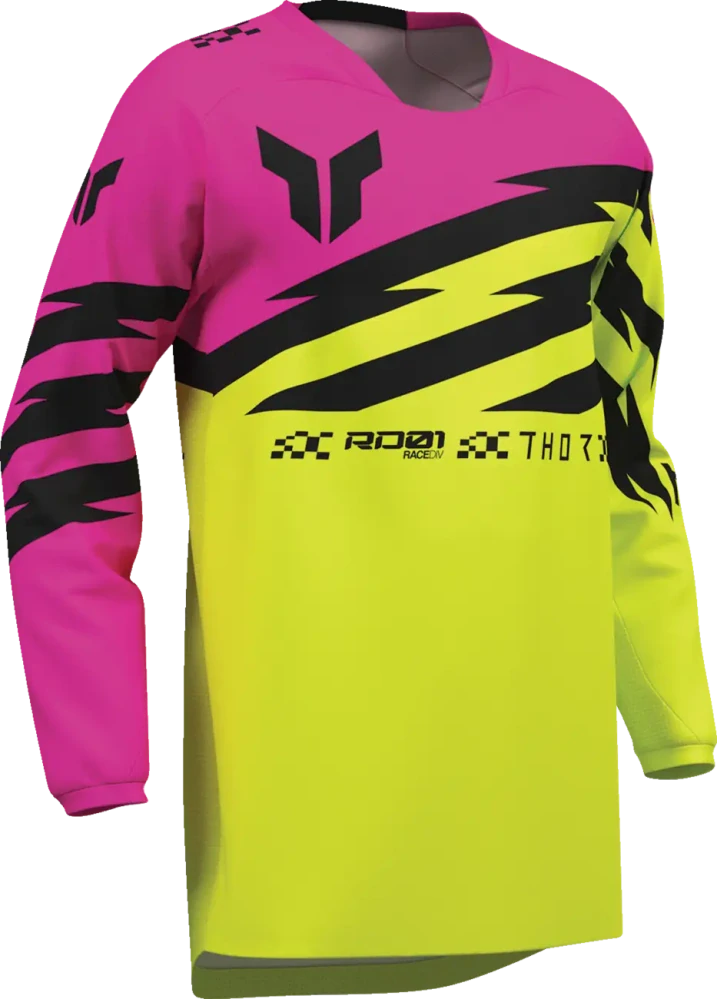 A Dětský sportovní motokrosový komplet kalhot a dresu THOR LAUNCHMODE SHOCKIE barva acid/fuchsia velikost 24+M