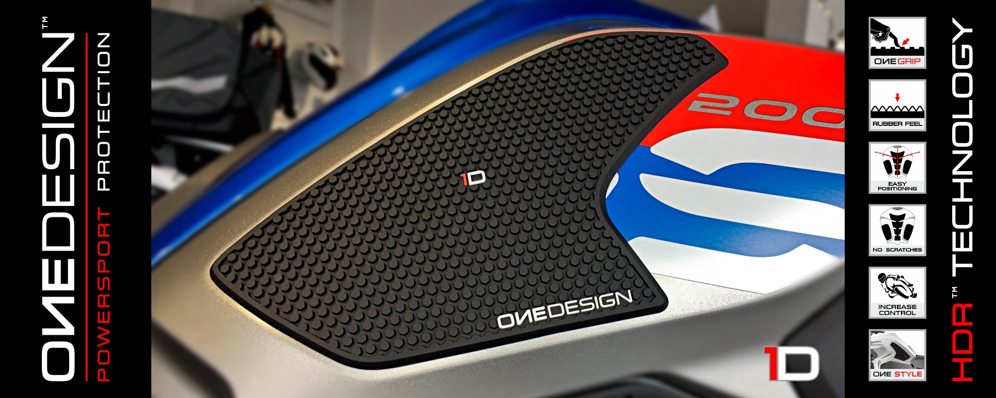 Samolepka - tank pad - tank grips ONEDESIGN pro APRILIA RSV4 / TUONO V4 černá 2010-2018 - barva černá