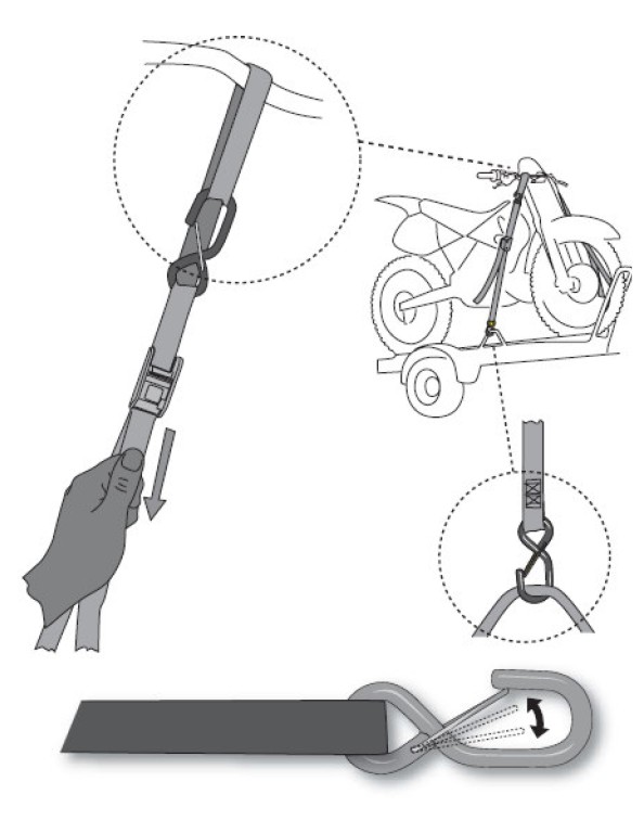 Upínací kurty s háky - přepravní popruhy ACERBIS TIE DOWNS délka 200 cm, šířka 2,5 cm, barva modrá - pár