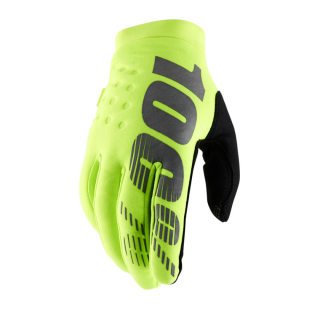 a Motokrosové rukavice do chladného počasí  100% BRISKER FLO YELLOW/BLACK velikost M