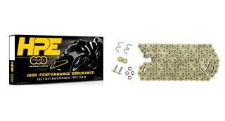 Motocyklový řetěz REGINA 525 HPE CHAIN 124RS článků, barva zlatá, včetně nýtovací spony