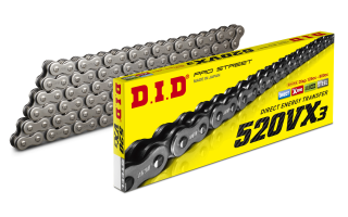 Motocyklový řetěz DID CHAIN 520 VX3 104RH, počet článků 104, nýtovací spona