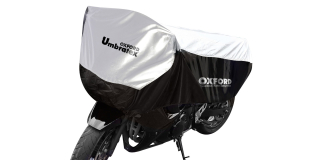 Krátká ochranná plachta pro horní polovinu motocyklu OXFORD UMBRATEX barva černá/stříbrná, velikost L